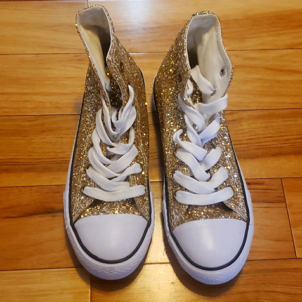 Gold sparkle lace high tops